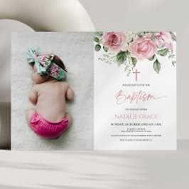 Invitación Elegante Baptismo De Imagen Personalizado De Flora