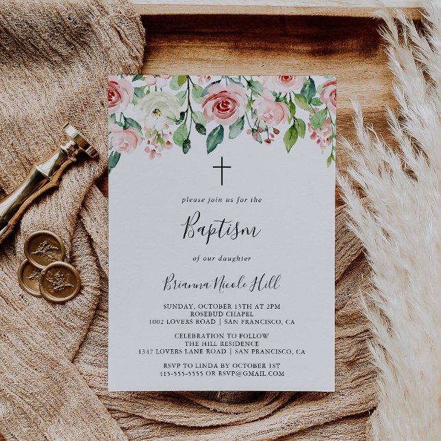 Invitación Elegante Baptismo Floral de otoño (Subido por el creador)
