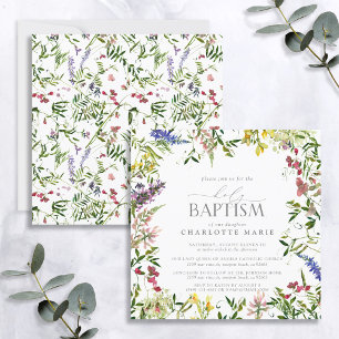Invitación Elegante Baptismo Floral Floral Flora Silvestre