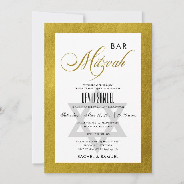 INVITACIÓN ELEGANTE BAR DE MADERA SENCILLA DE ORO DE FAUX MIT (Anverso)