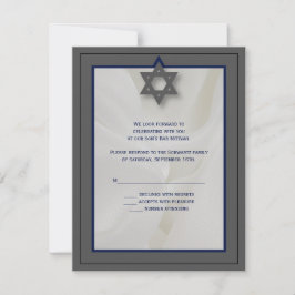 Invitación Elegante bar de tela Mitzvah RSVP carta de respues