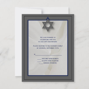 Invitación Elegante bar de tela Mitzvah RSVP carta de respues
