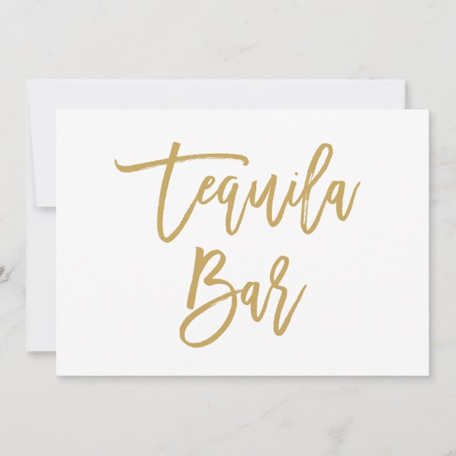 Invitación Elegante bar de tequila con letras a mano en oro (Anverso)