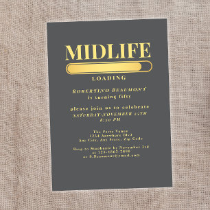 Invitación Elegante Bar Golden Midlife de carga 50 cumpleaños