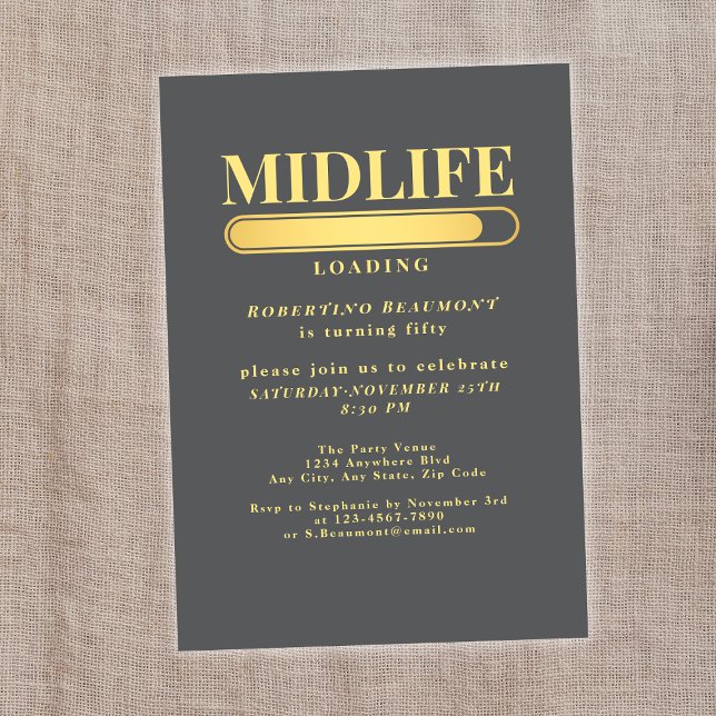 Invitación Elegante Bar Golden Midlife de carga 50 cumpleaños (Subido por el creador)