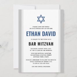 Invitación Elegante bar gris y azul mitzvah