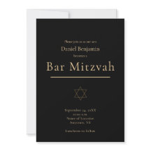 Elegante Bar Mitzvah Moderno de Oro Negro