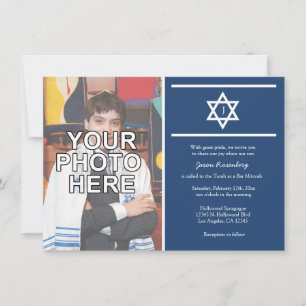 Invitación Elegante bar monograma Mitzvah con foto