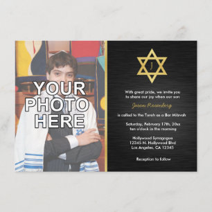 Invitación Elegante bar monograma Mitzvah con foto