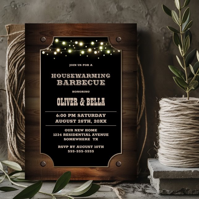 Invitación Elegante Barbacoa De Madera Para Hogar (Subido por el creador)