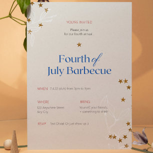 Invitación Elegante barbacoa del cuatro de julio