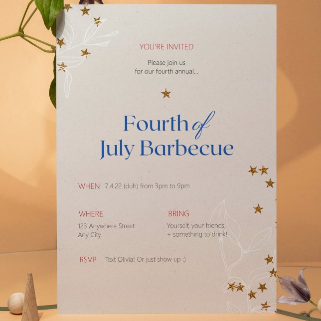 Invitación Elegante barbacoa del cuatro de julio (Subido por el creador)