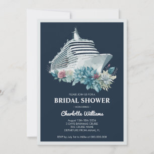 Invitación Elegante barco de crucero con ducha de novia