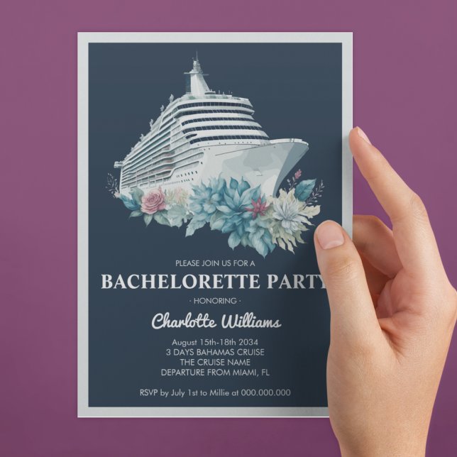 Invitación Elegante barco de crucero para la fiesta de la sol (Elegant Bachelorette Party Cruise Ship Invitation
)