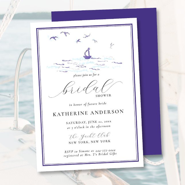 Invitación Elegante barco náutico Waves Aves Ducha Bridal (Subido por el creador)