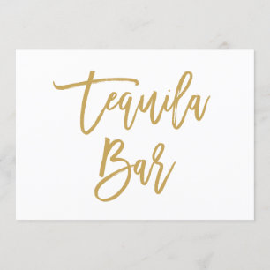 Invitación Elegante barra de tequila con letras a mano en oro