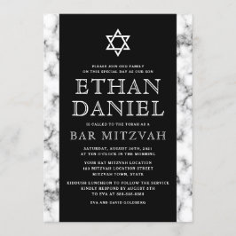 Invitación Elegante barra de textura de mármol blanco y negro