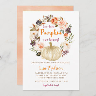 Invitación Elegante Barrillo Pequeño Calabaza Baby Shower 