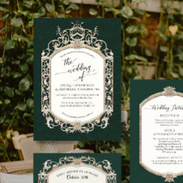 Invitación Elegante barroco vintage esmeralda victoriana en o