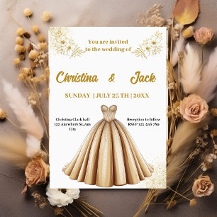 Invitación Elegante Bastón de Oro - Princesa boda de Diseño