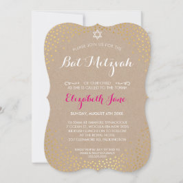 Invitación ELEGANTE BAT MITZVAH artesanía rústica de confeti