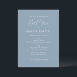 Invitación Elegante Bat Mitzvah Azul Polvoriento Moderno Guio<br><div class="desc">Esta invitación de Bat Mitzvah presenta un fondo azul polvoriento con escritura elegante y tipografía clásica. La limpieza del diseño resalta los detalles de la ceremonia y la celebración en un estilo refinado y atemporal. Perfecto para servicios en el templo,  recepciones nocturnas y reuniones de hitos sofisticados.</div>