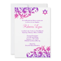 Elegante Bat Mitzvah color rosa morado