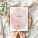 Invitación Elegante Bat Mitzvah Gold Star color de agua rosad<br><div class="desc">Este diseño moderno presenta el texto personalizado sobre un salpicón de acuarela delineado en un marco geométrico. Utilice el formulario de plantilla para agregar el texto. Los menús de edición avanzados, a los que se accede eligiendo editar con la "Herramienta de diseño", le permitirán cambiar las fuentes y el diseño....</div>