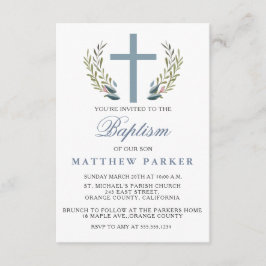 Invitación Elegante bautismo azul/invitación a la cristiandad