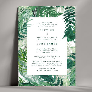 Invitación Elegante bautismo botánico de Leafy Verde