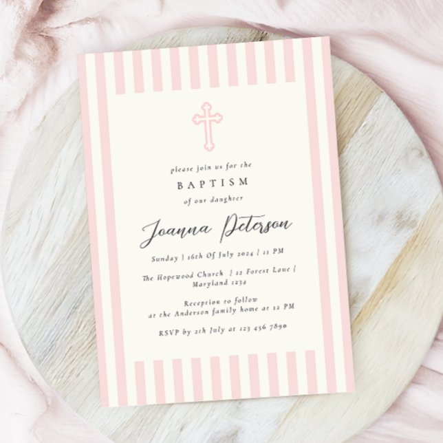 Invitación Elegante bautismo Chica rosado (Subido por el creador)