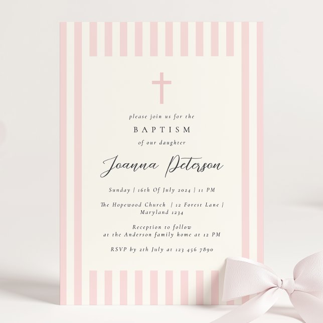 Invitación Elegante bautismo Chica rosado (Subido por el creador)
