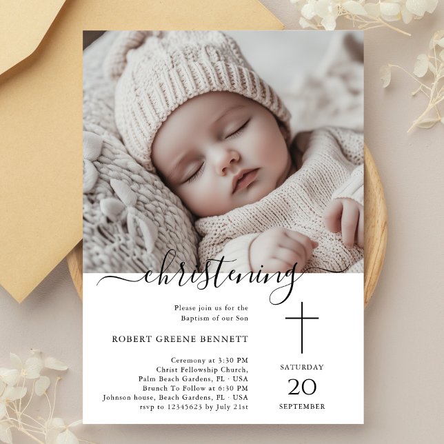 Invitación Elegante bautismo de belleza para niños (Subido por el creador)