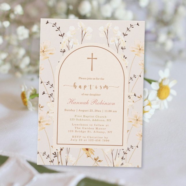 Invitación Elegante bautismo de flores silvestres / cristiani (Subido por el creador)