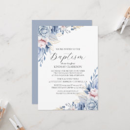 Invitación Elegante bautismo de flores silvestres de Boho