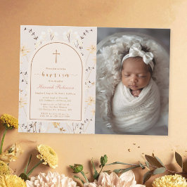 Invitación Elegante bautismo de flores silvestres / foto de c
