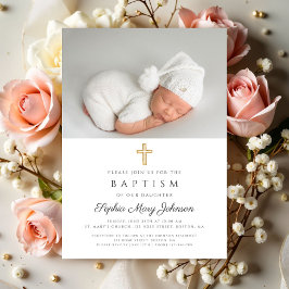 Invitación Elegante bautismo de foto entre Chicas religiosos