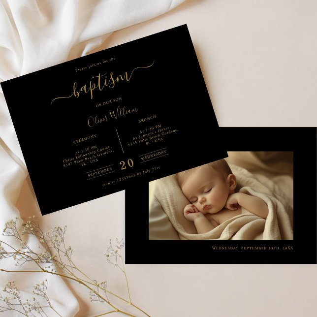 Invitación Elegante bautismo de fotografía neutro de género n (Subido por el creador)