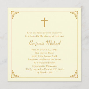 Invitación Elegante bautismo de marco/invitación a la cristia