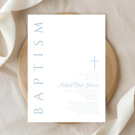 Invitación Elegante bautismo de travesía de guion azul modern