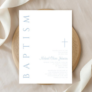Invitación Elegante bautismo de travesía de guion azul modern