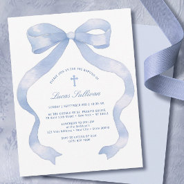 Invitación Elegante bautismo de vacas azules