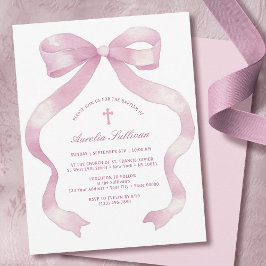 Invitación Elegante bautismo de vacas rosadas