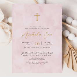 Invitación Elegante bautismo entre Chicas de la Cruz de Oro R
