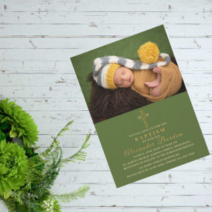 Invitación Elegante bautismo Fotos religiosas personalizadas