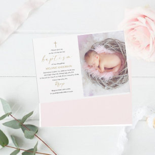 Invitación Elegante bautismo personalizado de evento religios