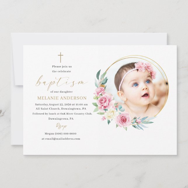 Invitación Elegante bautismo personalizado de eventos religio (Anverso)