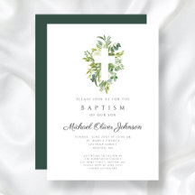 Elegante bautismo religioso cruzado botánico