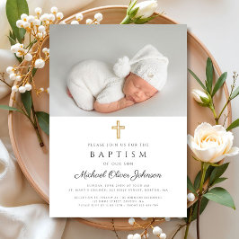Invitación Elegante bautismo religioso de fotos cruzadas