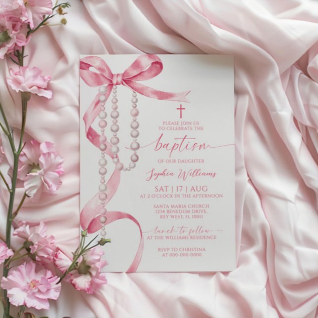 Invitación Elegante bautismo rosa y rosado (Subido por el creador)
